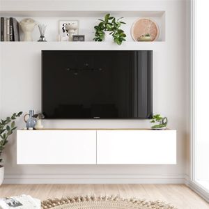Arabic House Zwevend Tv-meubel Fethiye Melamine Naturel Wit 140cm - Melamine