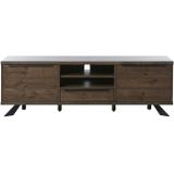 Tv-meubel Arno Smoked - Giga Living Donkerbruin - Eikenhout/Metaal - 55x170cm