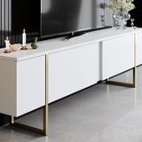 Arabic House Tv-Meubel Luxe Melamine Wit Goud - Melamine - 50x180cm