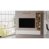 Arabic House Tv-Meubel Laval Melamine Wit Naturel 174cm - Spaanplaat/Melamine