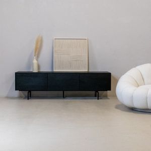 Tv-meubel Cas Zwart 160cm - Mangohout - Giga Meubel