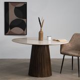 Eettafel Faiza Marmer Rond Ø120cm Beige - Marmer/Mangohout - Giga Meubel