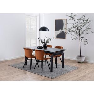 Eettafel Holvik Keramiek Zwart Fairba 160/240cm - Giga Living - Keramiek