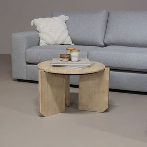 Salontafel Simon Naturel Travertin 60cm - Mangohout/Travertin - Giga Meubel
