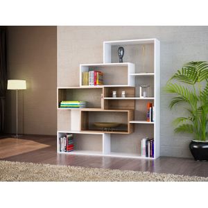 Arabic House Boekenkast Marla Melamine Wit Walnoot - Spaanplaat/Melamine - 151,2x139cm