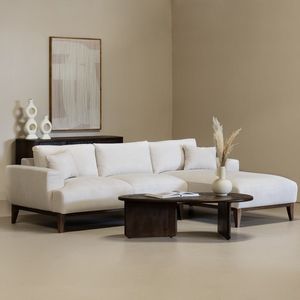 Chaise Longue Bank Bordeaux 3-zits Rechts Beige - Stof/Textiel - Giga Meubel