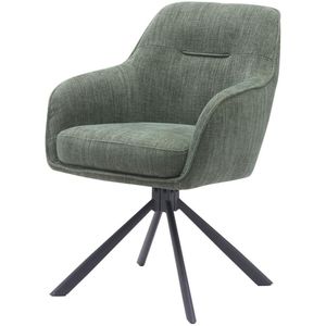 Eetkamerstoel Select Avola Forest Green - Giga Living Donkergroen - Polyester/Metaal