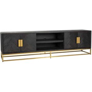 Richmond TV-meubel Zwartbone Goud 4-Deuren 220cm - Eikenhout/Metaal
