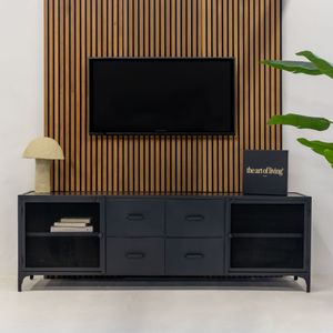 Tv-meubel Brian 200cm Zwart - Metaal - Giga Meubel