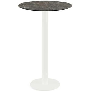 GM Statafel Galaxy Marble Urban Wit Frame HPL Ø70cm - Staal/HPL