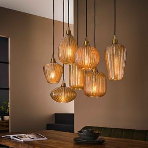 GM Hanglamp 7-Lichts Pattern Mix Amberkleurig Glas Amber - Glas