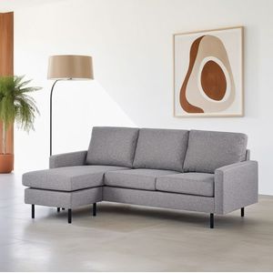 GM Chaise Longue Bank 3-Zits L+R Malmo Grijs - Stof/Metaal