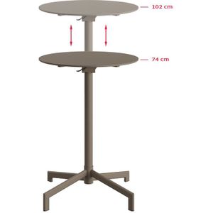 GM Terras/Statafel Versa Verstelbaar Cappuccino Terra - Staal - 60x60x74cm