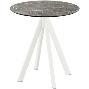 GM Tuintafel Galaxy Marble Infinity Wit Frame HPL Ø70cm - Staal/HPL