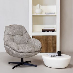 Draaifauteuil Leonne Taupe Taupe - Stof/Metaal - Giga Meubel