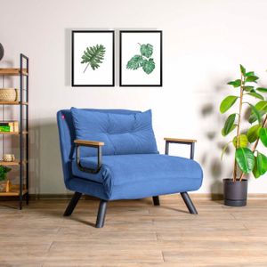 Asir - Slaapbank - Blauw - Stof: 100% Polyester - Frame: Metaal