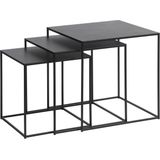 Salontafel Pebble Zwart Set Van 3 - 50x50cm - Giga Living - Metaal