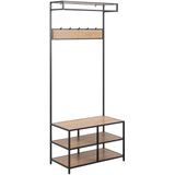 Garderobermeubel Bronx Staal Zwart - Giga Living - 77x40x185cm