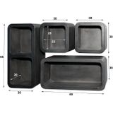 GM Wandschap Dark Clay Grijs Set Van 4 - Acaciahout