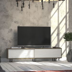 Arabic House Tv-Meubel Askal Melamine Eiken Wit - Spaanplaat/Melamine - 47,4x180cm