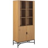 Vitrinekast Juna Naturel - Giga Living - MDF/Glas/Melamine - 180x80cm