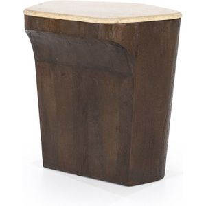 Eleonora Salontafel Luna 50x40cm Bruin - Mangohout/Travertin