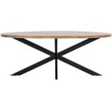 Eettafel Max Ovaal Visgraat 240cm Naturel - Mangohout/Metaal - Giga Meubel
