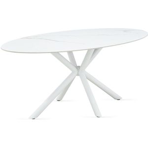 Eettafel Roxy Keramisch Wit Ovaal 180cm - Metaal/Sintered Stone - Giga Meubel