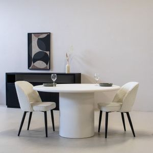 Eettafel Flow Rond Off Wit 135cm - Giga Living - Beton/MDF