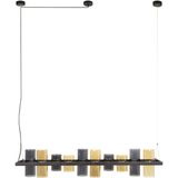 GM Hanglamp Cylinder Mixed Glass 10-Lichts Zwart - Glas/Metaal