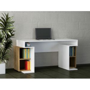 Arabic House Bureau Monument Melamine Wit Walnoot - Spaanplaat/Melamine - 153,6x60x75cm