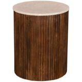 Salontafel Davi Marmer Donkerbruin Set Van 2 - Mangohout/Marmer - Giga Meubel - 70x70x35cm