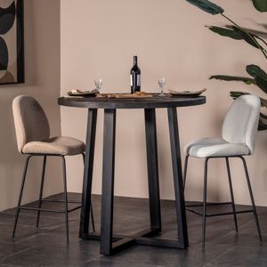 Countertafel Lowie Zwart Rond 110cm - Mangohout/Metaal - Giga Meubel