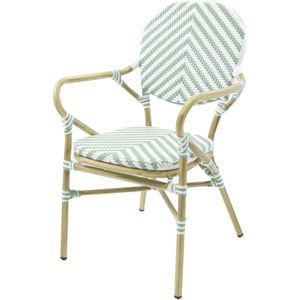 GM Bistrostoel Tango Bamboo-look Wit/Pastel Groen - Aluminium/PE Rotan