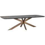 Richmond Eettafel Hayley 280cm Dark Coffee Zwart - Eikenhout/Metaal