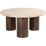 Richmond Salontafel Douglas Travertin Ø90cm - Mangohout/Travertin