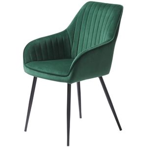 Eetkamerstoel Melfort Met Armleuning Groen Velvet - Giga Living - Metaal/Velvet