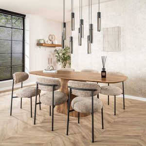 GM Eettafel Wave Centrale Poot Mangohout 215cm Naturel