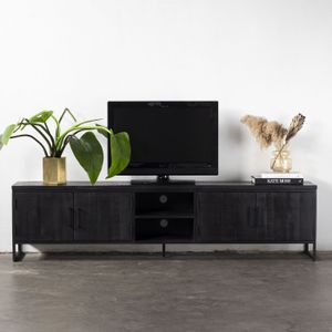 Tv-meubel Jenny Zwart - Mangohout/IJzer - Giga Meubel - 55x220cm