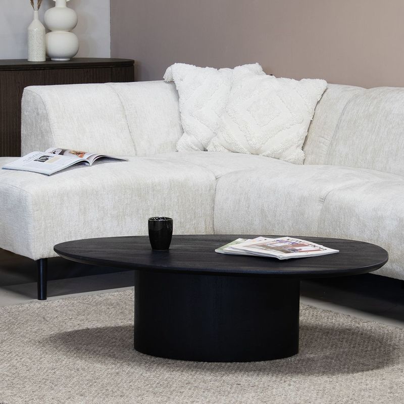 Salontafel Nara Zwart 110cm - Mangohout - Giga Meubel