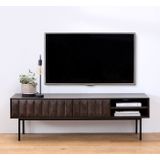 Tv-meubel Latina Espresso - Giga Living Donkerbruin - Eikenhout/Metaal - 50x160cm