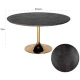 Richmond Eettafel Zwartbone Goud Rond 140cm - Eikenhout