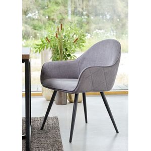 Eetkamerstoel Minto Met Armleuning Grijs Fabric - Giga Living - Stof/Metaal