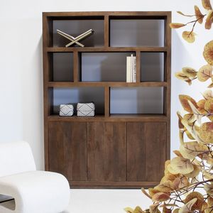 Vakkenkast Luxurious Donkerbruin 150cm - Mangohout - Giga Meubel