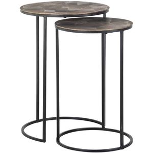 Richmond Bijzettafel Tulum Set Van 2 Brushed Goud - Aluminium - 43,5x60,5cm