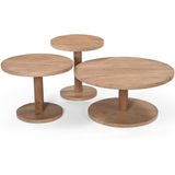 Salontafel Nao Naturel Rond Set Van 3 - Mangohout - Giga Meubel - 70/50/42x70/50/42x38/33/43cm