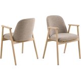 Eetkamerstoel Leonie Met Armleuning Beige - Giga Living - Stof