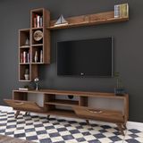 Arabic House Tv-meubel + Wandschap Zafer Melamine Walnoot Walnoot - Melamine - 48,6x180cm