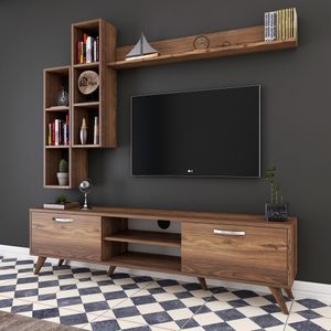 Arabic House Tv-meubel + Wandschap Zafer Melamine Walnoot Walnoot - Melamine - 48,6x180cm