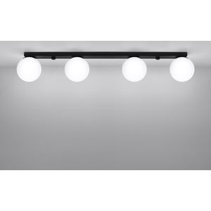 GM Plafondlamp Yoli 4-Lichts Zwart - Staal/Glas